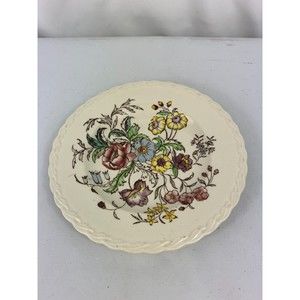 Vernon Kilns May Flower 6 1/2 Inch Plate Under Glaze Hand Painted Calif. USA